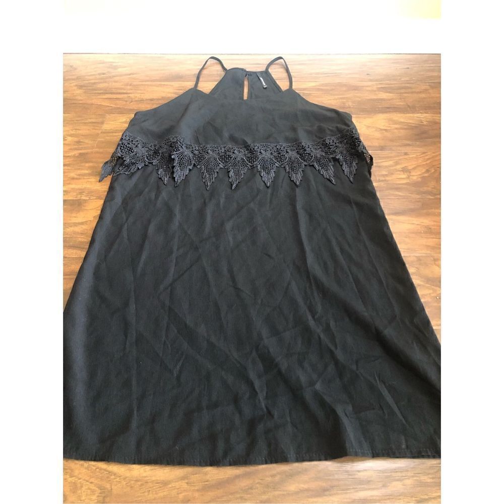 Peppermint Womans Shift Dress Black Lace Detail Made in USA Size M